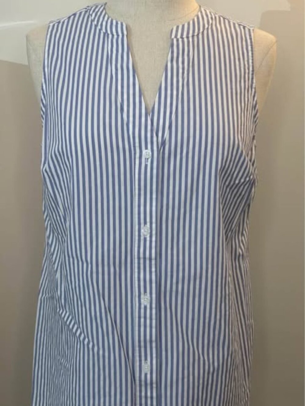 Nine West white/blue striped button-up blouse top shirt women's XS
